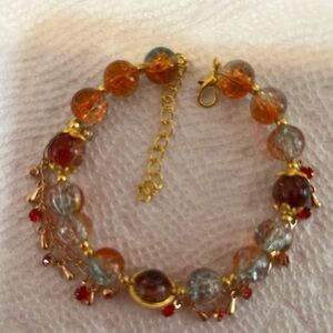 Chic Gold and Orange Beaded Bracelet